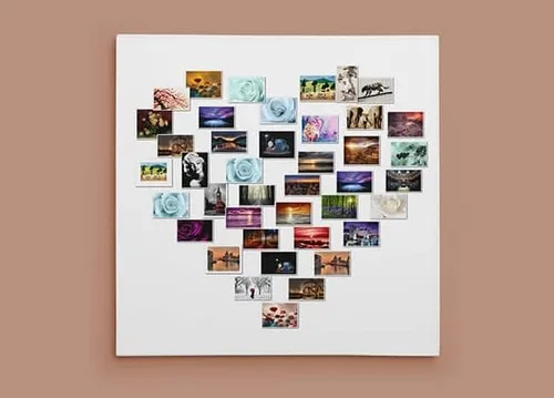 Vista 4 de CanvasChamp Collage de fotos en lienzo en forma de corazón, 40 impresiones de fotos, collage de lienzo, arte de pared personalizado, marcos de fotos