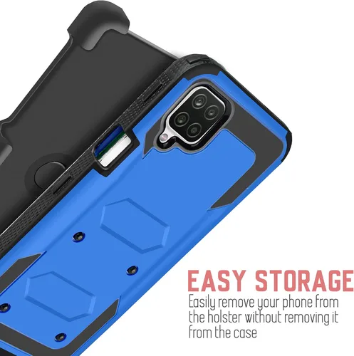 Vista 3 de Funda resistente para Samsung Galaxy A12 5G, con protector de pantalla integrado con soporte integrado + clip giratorio para cinturón para Galaxy