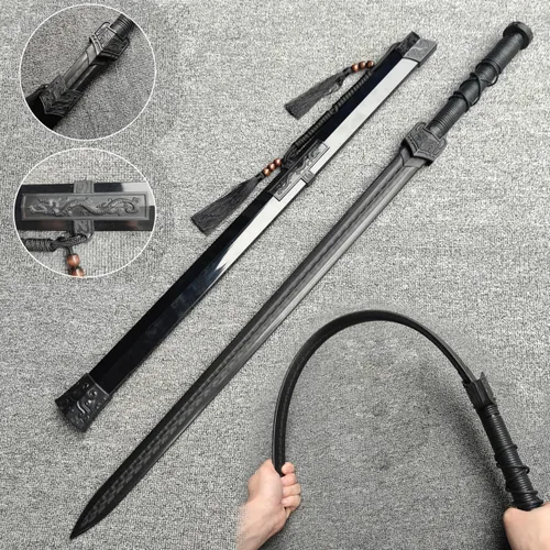 Vista 2 de Espada Han China de Polipropileno de Alta Resistencia con Cuchillo Samurái de Entrenamiento, Espada de Entrenamiento