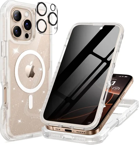 Vista 55 de seacosmo para iPhone Air Funda, Carcasa Completa con Protector de Privacidad de Vidrio Templado 9H Integrado y Protector de Lente de Cámara