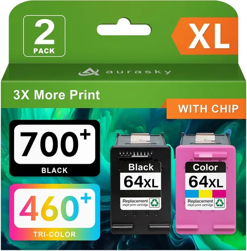 Vista 12 de 64XL - Cartuchos de tinta negros de alto rendimiento para 64XL, repuesto compatible con HP Envy Photo 7800 7855 7858 7155 7120 7158 7100 7164 6200