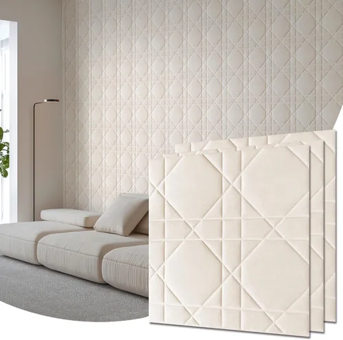 Vista 12 de Paneles de pared 3D de terciopelo para decoración de pared interior despegar y pegar, paneles de pared 3D con textura geométrica insonorizada