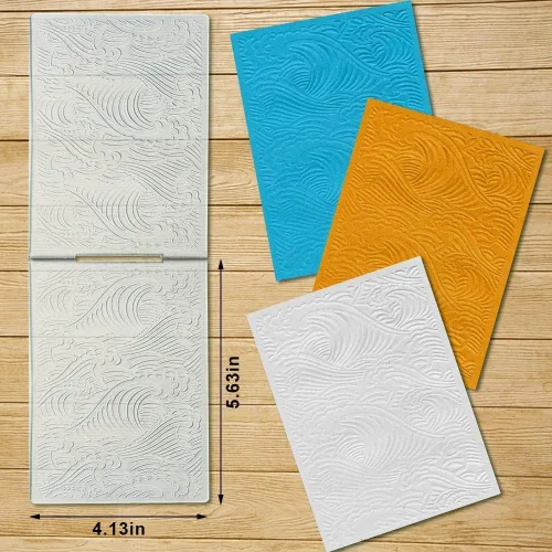 Vista 2 de Estivaux Carpetas de estampado de olas marinas para hacer tarjetas, carpetas de plástico de cirros de 5.7 x 4.2 pulgadas, plantilla de verano