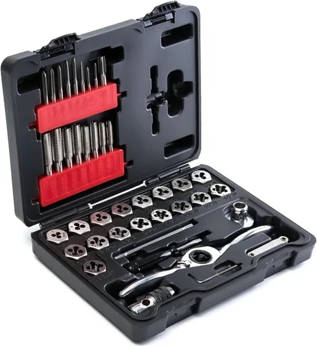 Vista 11 de toolant Juego de llaves y troqueles profesionales, grifos nitrurados HSS con diseño progresivo de 3 piezas para agujeros ciegos, kit de herramientas