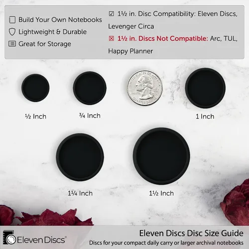 Vista 3 de Eleven Discs Discos de Expansión Encuadernados con Discos Negros de 1½ Pulgadas para Cuaderno Personalizado y Planificador para Circa