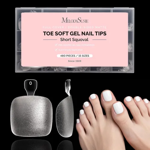 Vista 19 de MelodySusie Puntas de uñas cuadradas extralargas en X, 600 unidades, 12 tamaños, acrílico transparente, uñas a presión para extensiones de bricolaje