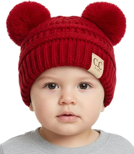 Vista 17 de Funky Junque Gorro de invierno con doble pompón para bebé de 0 a 12 meses, bonito gorro de punto acogedor para clima frío Patrón de tejido