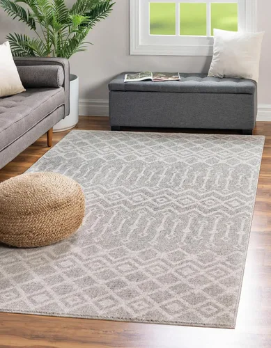 Vista 22 de Unique Loom Eco Trellis Collection - Alfombra de área, nativa (rectangular 2 pies 0 pulgadas x 3 pies 0 pulgadas, gris carbón/azul claro)
