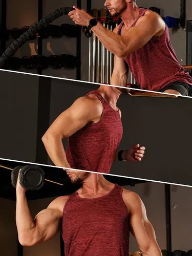 Vista 3 de TACVASEN Camisetas sin mangas para hombre de secado rápido para entrenamiento muscular atlético, gimnasio, culturismo, camiseta de rendimiento