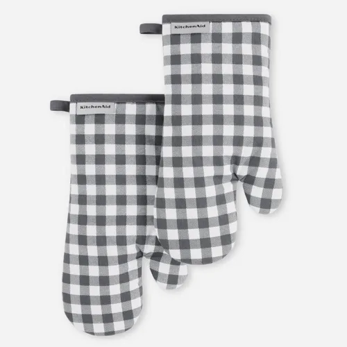 Vista 7 de KitchenAid Juego de 2 manoplas de horno Gingham Aqua Sky, 7 x 13 pulgadas