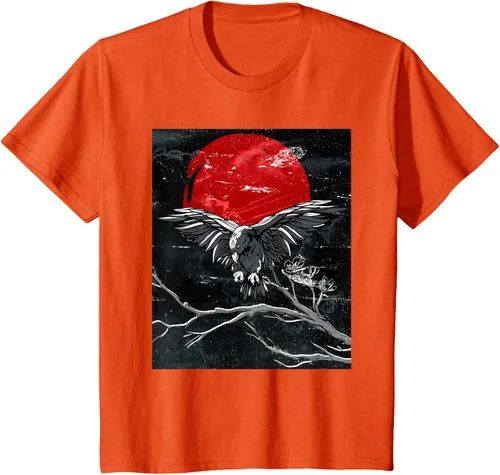 Vista 67 de Red Moon Raven - Camiseta japonesa de cuervo negro, Negro, S
