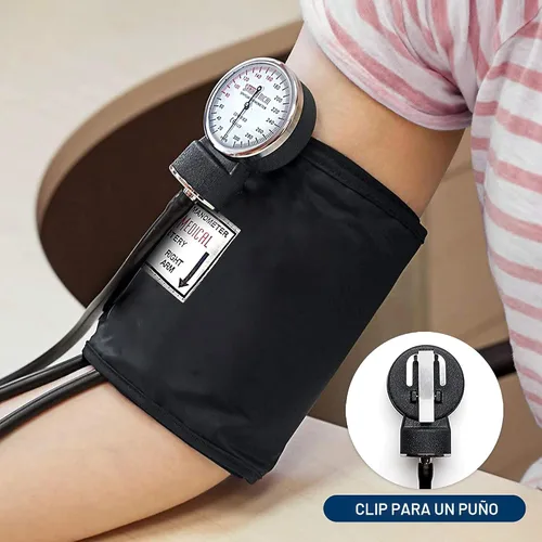 Vista 3 de Santamedical Esfigmomanómetro aneroide de lujo para adultos, monitor de presión arterial profesional con brazalete negro para adultos y funda