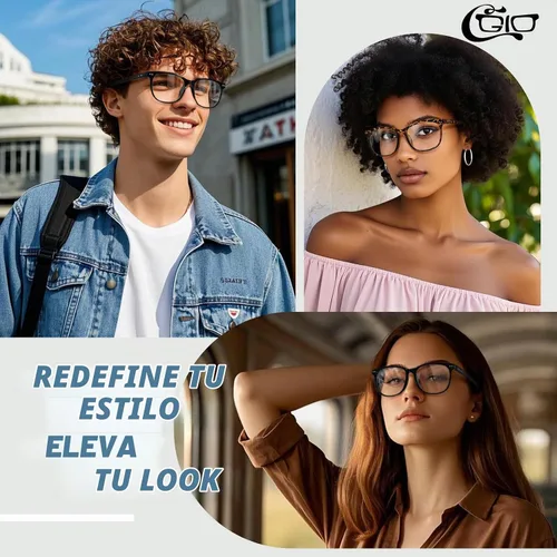 Vista 2 de Happy Store CN81 - Gafas de gran tamaño con montura UV 400 transparente Azul