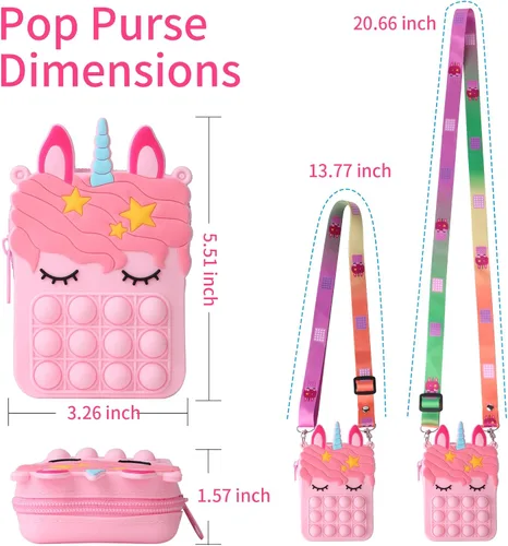 Vista 3 de erduoduo Cartera pequeña bolsa de hombro bolso de burbujas bolso de caramelo para niños suministros de fiesta musical para niña Rosado Cartera