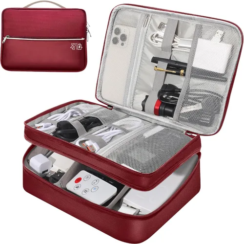 Vista 8 de CILLA Organizador de Electrónica para Viajes, Estuche Organizador de Cables de Viaje, Bolsa Compacta de Accesorios Electrónicos para Cable, Cordón