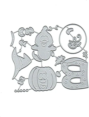 Vista 2 de Suds&WH Boo Magic Poison - Troqueles de metal con diseño de calabaza, plantillas de corte fantasma de Halloween para álbumes de recortes, álbumes
