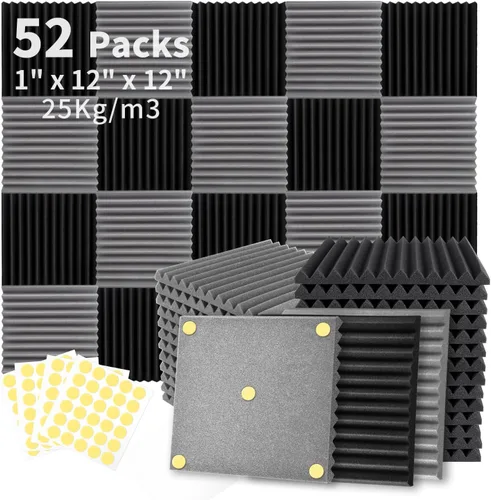 Vista 14 de Focusound Paquete de 4 trampas de espuma acústica para esquinas de bajos de 16.5 x 6.3 x 12 pulgadas, paneles de espuma acústica insonorizados
