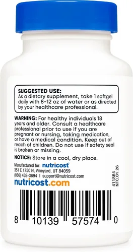 Vista 4 de Nutricost Suplemento de Vitamina K2 MK-7 (100 mcg) 120 Cápsulas Blandas - Sin GMO