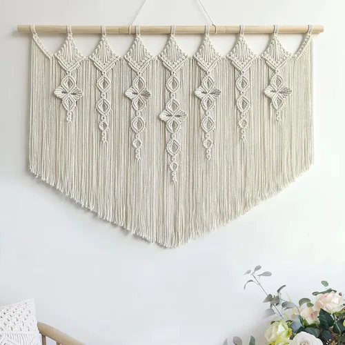 Vista 10 de Achart Colgante de Macramé para Pared Grande- Decoración de Pared Boho- Arte de Pared Grande- Decoración de Pared para Sala de Estar- Tapiz
