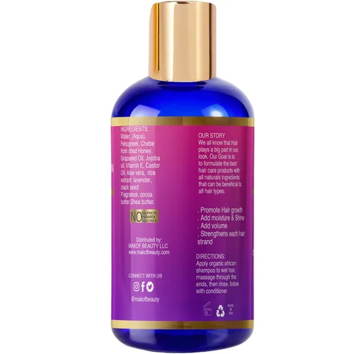 Vista 3 de Fenogreco - Champú y acondicionador de manteca de karité Crecimiento del cabello, hidratación, retención de longitud, detener la rotura. 16 oz