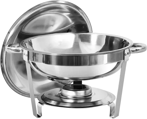 Vista 7 de Plato para bufé, servidores redondos de 6 cuartos de galón y calentadores de alimentos, servidores de rozaduras de acero inoxidable para fiestas