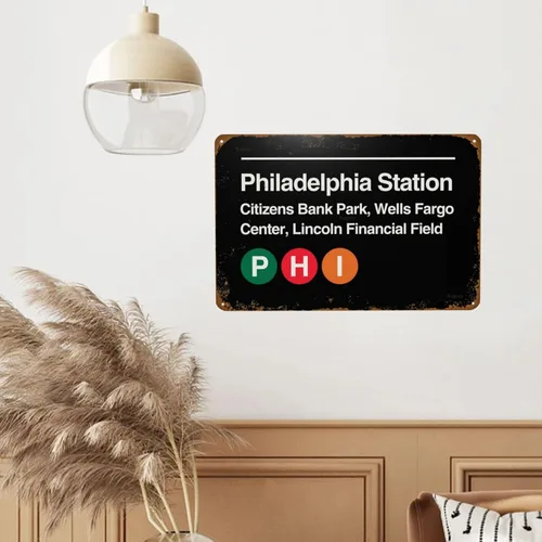 Vista 5 de Philadelphia Pro Sports Venue Subway - Letrero de metal vintage, carteles de estaño retro para hombre, cueva, bar, garaje, habitación, calles