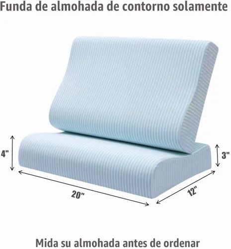 Vista 3 de Funda de almohada para almohada de cuello de espuma viscoelástica, funda de almohada de algodón suave con cremallera, protector de almohada