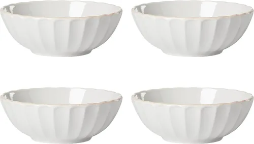 Vista 12 de Lenox Juego de vajilla de gres, vajilla francesa de 12 piezas para 4, color blanco perle festoneado, servicio para 4, apto para lavavajillas, juego
