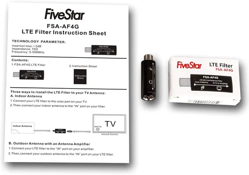 Vista 6 de El filtro LTE mejora las señales de antena de TV - Purificador de señal de antenas HDTV - Filtra la señal 4G para canales claros - Reduce