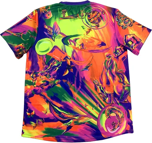 Vista 5 de aofmoka Ultraviolet Fluorescent Handmade Art Neon Blacklight Reactive Print Men T-Shirt
