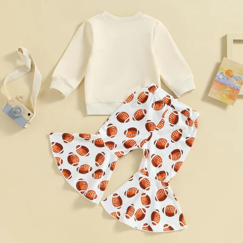 Vista 3 de Conjunto de camiseta de manga corta con estampado de vaca, pantalones acampanados y diadema para bebé
