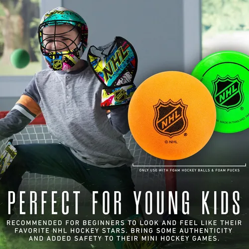 Vista 5 de Franklin Sports NHL Almohadillas de rodilla para portero juvenil de hockey + Casco - Equipo de portero de hockey mini para niños + Equipo +