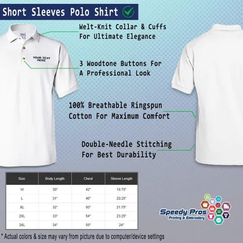 Vista 3 de Camisetas de golf de manga corta de algodón con texto personalizado para hombre