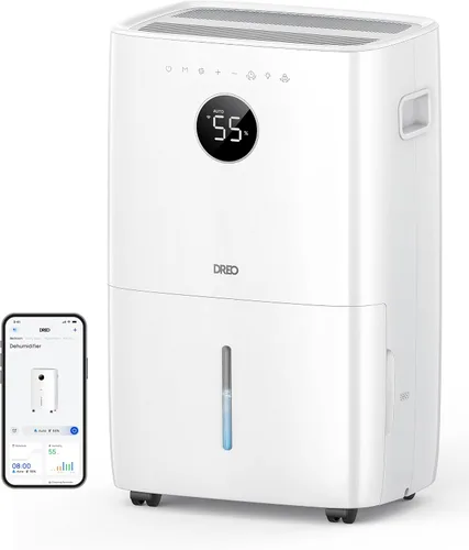 Vista 10 de Dreo 711S - Deshumidificador inteligente de 110 pintas para sótano, 4500 pies cuadrados para habitación grande, tanque de agua de 2 galones