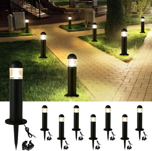 Vista 14 de Luces de camino al aire libre, 12V LED Bolardo luz, negro Negro clásico