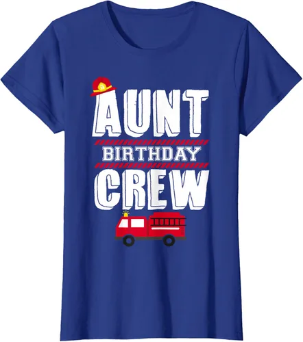 Vista 57 de Aunt Birthday Crew Fire Truck Fireman - Camiseta para fiesta de acogida, Negro, S