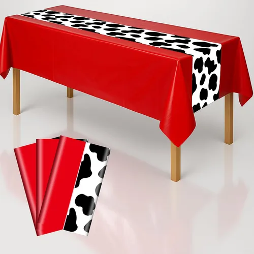 Vista 13 de Mantel rectangular de 3 piezas para decoración de fiestas de cumpleaños, mantel de plástico de 108 x 54 pulgadas, desechable, suministros