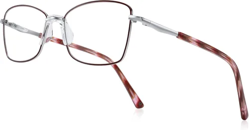 Vista 10 de RB. Pilot - Lentes de lectura con bisagra de resorte para mujer, bloqueo de luz azul, marco de metal, patas de acetato Black Frame Silver Bridge