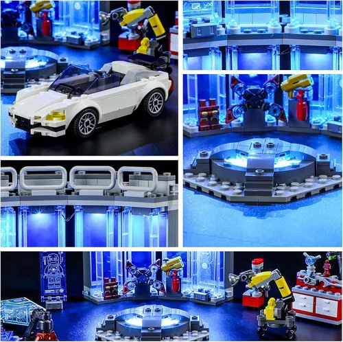 Vista 4 de GEAMENT Kit de luces LED compatible con Lego Iron Man Armory - Juego de iluminación para modelo de construcción 76216 (juego de modelos no incluidos)