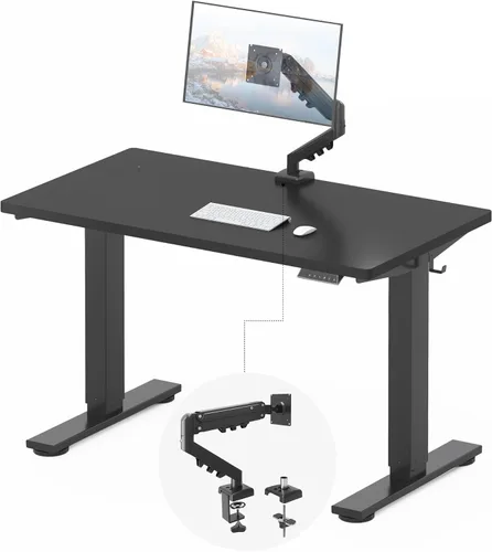 Vista 19 de FLEXISPOT EN2 Escritorio de pie de una pieza completa con regleta de alimentación de abrazadera, escritorio eléctrico de altura ajustable de 40 x 24