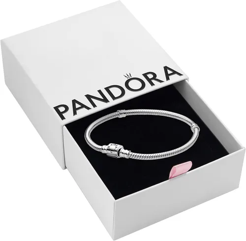 Vista 2 de Pandora Moments Barrel Clasp Snake Chain Bracelet - Silver Bracelet for Women - Gift for Her - Sterling Silver, With Gift Box