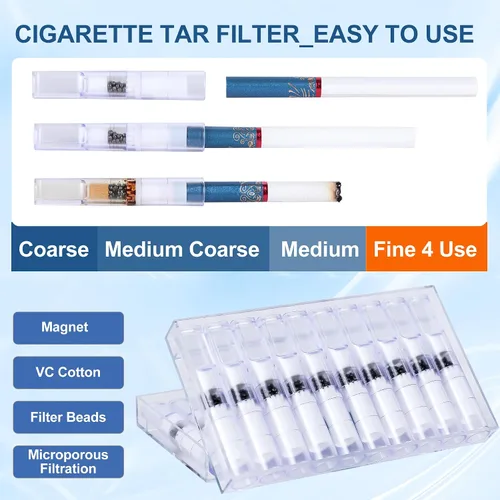 Vista 5 de Paquete de 100 puntas de filtro de cigarrillos de 10 capas que elimina alquitrán y productos químicos, medio-fino, fino, cuatro usos, filtros