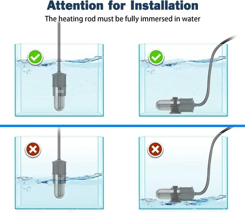 Vista 6 de YOFOTHS Mini calentador ajustable para acuario de 0.5/1/2/3 galones, sumergible, calentador de pecera pequeño, 10 W/20 W/30 W, termostato