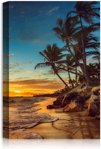 Vista 68 de A&T ARTWORK Love on Beach - Impresión fotográfica personalizada, incluye nombres y la fecha, regalo único para el aniversario de boda. Alfombrillas