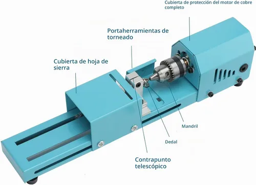 Vista 5 de Mini torno de cuentas pulidora máquina de sobremesa Torno de madera Torno de madera Aleación de aluminio MICRO Torno de madera DIY carpintería