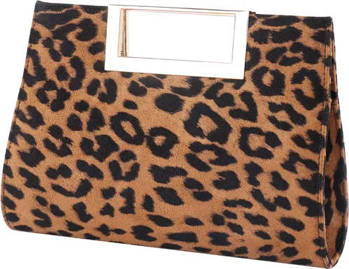 Vista 8 de WALLYN'S Bolso de mano para mujer, piel sintética, paja, fiesta de noche, agarre de metal, con correa de cadena para el hombro