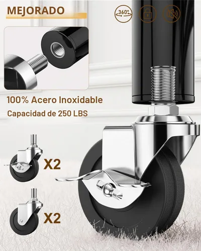 Vista 4 de Perchero de ropa resistente con carga de 520 libras, perchero ajustable con ruedas resistentes, percheros industriales de metal para colgar ropa