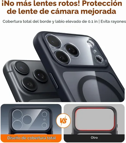 Vista 3 de JUESHITUO Funda magnética más fuerte a prueba de golpes para iPhone 18 Pro claro negro