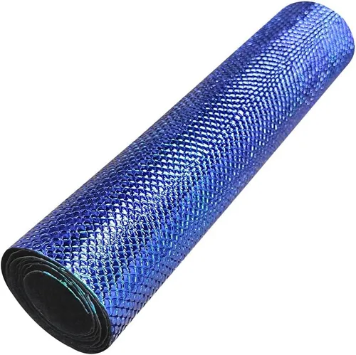 Vista 3 de HYANG - Hojas holográficas de piel sintética azul con estampado de serpiente, muy adecuadas para hacer manualidades, bolsos, aretes de cuero, lazos