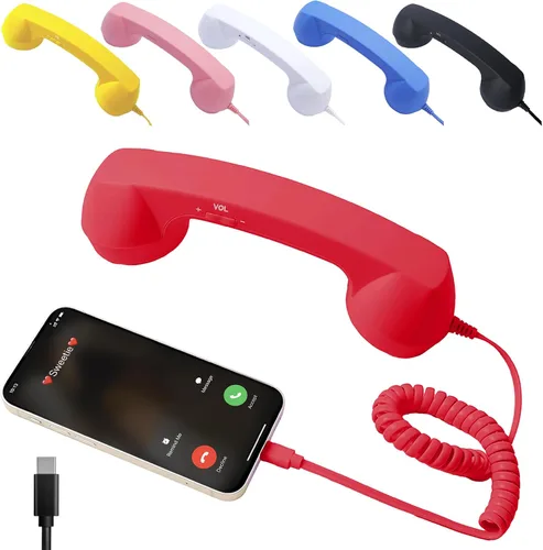 Vista 10 de Teléfono retro 2026, nuevo receptor de teléfono celular con micrófono y altavoz, teléfono retro vintage con cable, estilo teléfono fijo receptor